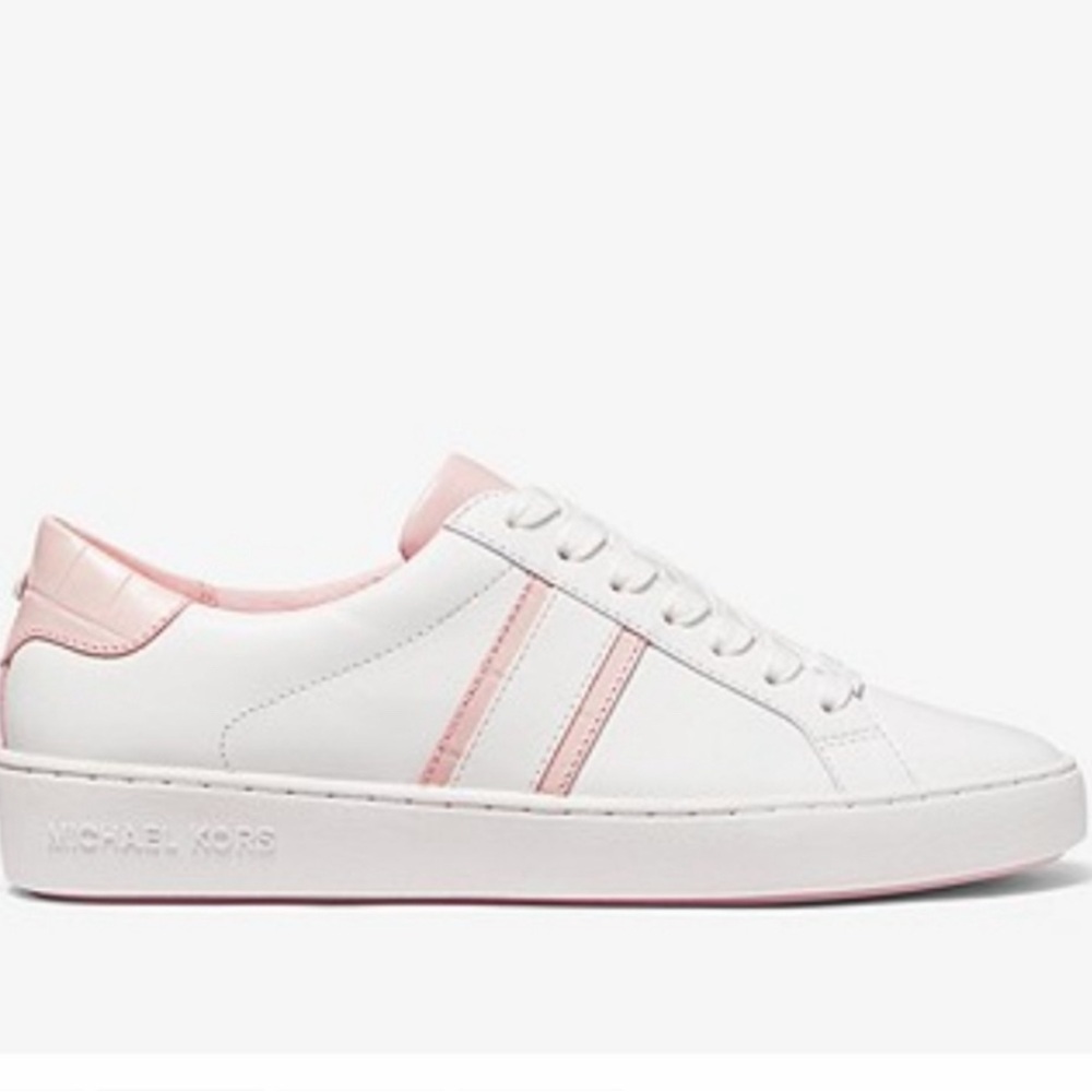 Michael Kors Irving White and Pink Leather Sneakers size 6